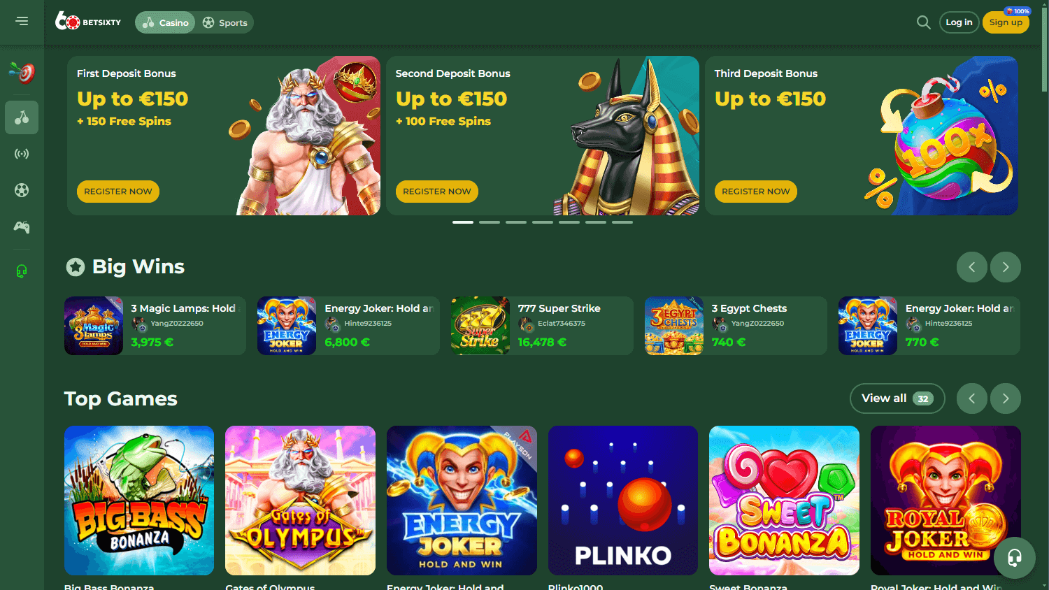 BetSixty live casino screenshot